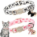 2 Pack Cotton Breakaway Cat Collar Pink and Black Heart Shaped Pendant Cute Kitten Cat Collar with Bell,Adjustable 7-12 Inch,Pet Supplies Accessories