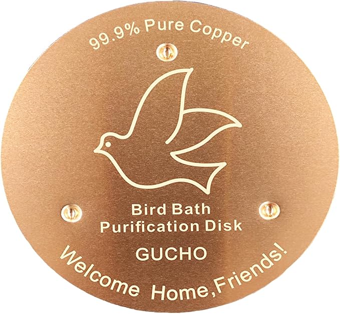 GUCHO Bird Bath Copper Disk,Bird Bath Purification Disk,0.6mm Thickness 99.99% Pure Copper for Physical Safe Water Cleaning All-Seasons,Universal Fit for Outdoor Backyard Birdbaths Bowl