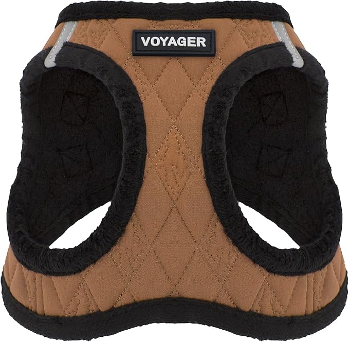 Best Pet Supplies - All Weather Plush, Reflective, No Pull Harness for Small, Medium Dogs, Cats - Secure with Hook & Loop Fastener, Buckle, Double D-Rings - Beige Plush, L