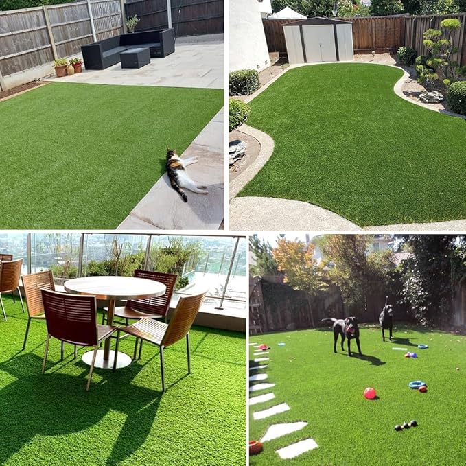 Artificial Grass Outdoor Rug, 3FT x 5FT (15 Square Feet) 0.8 inch Realistic Fake Synthetic Grass Carpet, 20mm Thick Indoor Outdoor Grass Lawn Rugs Landscape for Pets, Patio, Garden