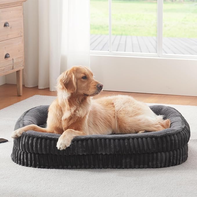 Orthopedic Dog Bed for Medium, Large Dogs Breeds, High Density Egg Crate Foam Dog Sofa Beds with Four Sided Bolster,Oval Kennel Bed, Pet Couch Bed,Removable Washable Cover& Non-Slip Bottom