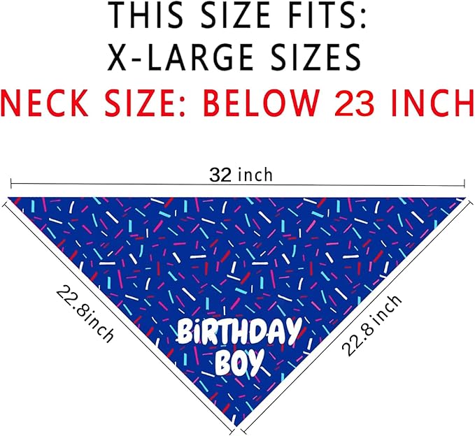 Birthday Boy Dog Bandanas 1 Pack, Blue Birthday Dog Scarfs for Boys, Pet Scarves for Boy HBD Bandanas for Small Medium Large Dogs (Birthday Boy, X-Large)
