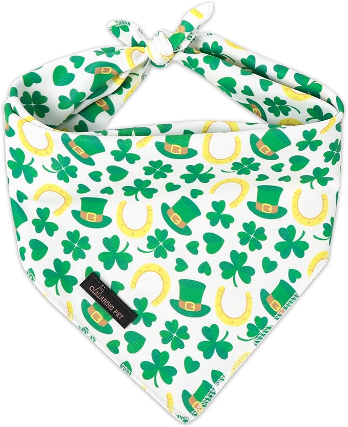 ARING PET St Patrick's Day Dog Bandana, Cute Green Shamrocks Pet Bandanas Scarf Triangle Bibs Handkerchief for Puppy Small Medium Large Boy Girl Dogs-S