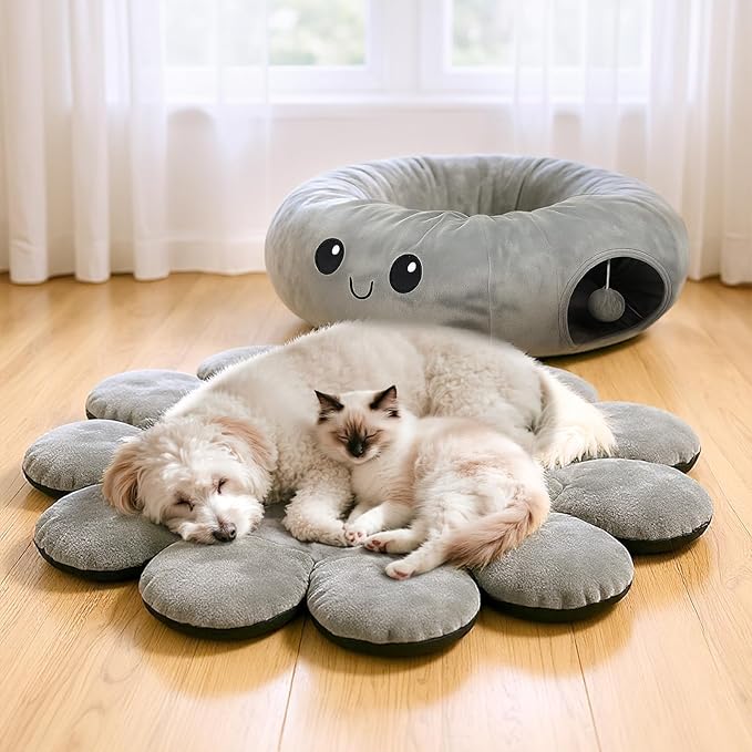 Cat Tunnel Bed for Indoor Cats, Peekaboo Cat Cave Bed, Cat Tunnel Christmas Tree Skirt, Octopus Shaped