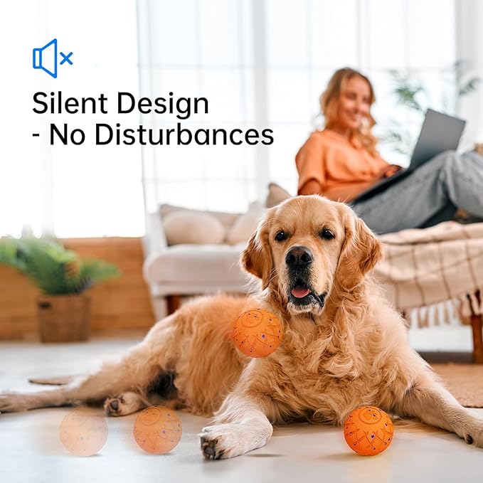 Interactive Dog Ball, Moving, Bouncing and Rotating, Silent Foam Material, IP54 Waterproof Rating, Smart Active Rolling, Stimulation Toys for Medium and to Keep Them Busy