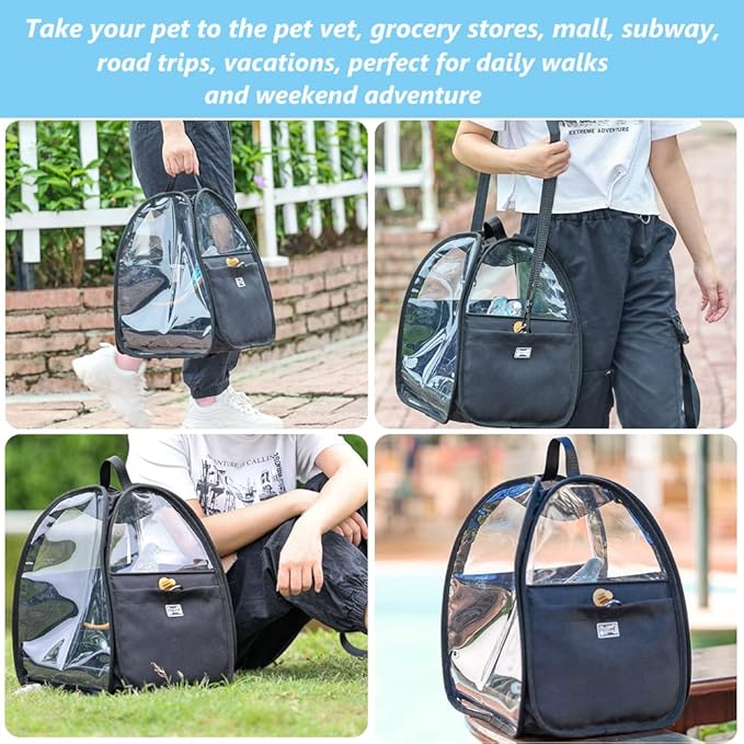 Bird Travel Cage Bag with Stand, Tray, Feeding Cup - Outdoor Pet Bird Carrier Backpack for Parrot, Cockatiel, Parakeet Budgie, 11"x15"