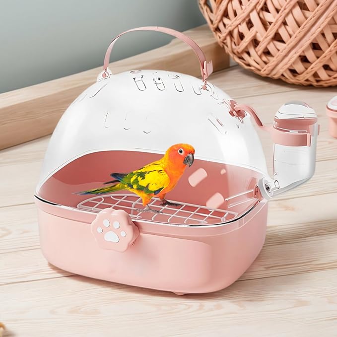 Bird Travel Carrier | Portable Hamster Cage with Water Bottle | Pet Bird Carrying Supplies Spacious Design for Sparrow Macaws Conures Chinchillas Budgies Cockatiels Parakeet Hedgehog
