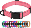TagME Reflective Nylon Dog Collars, Adjustable Classic Pet Collar with Quick Release Buckle for Medium Dogs, Baby Pink, 1.0" Width