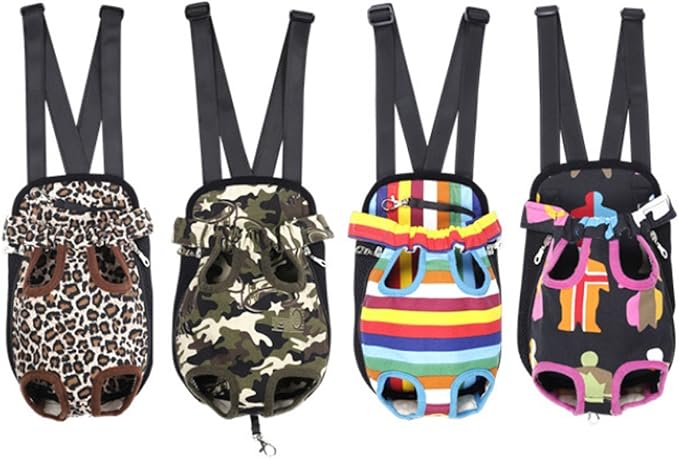 Pet Dog Puppy Cat Carrier Five Holes Backpack Double Shoulder Straps Canvas Cotton Front Chest Backpack Bag(Camouflage, Large)