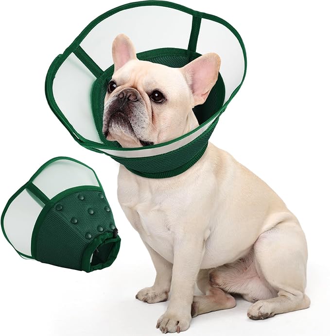Allroaring Dog Cone Collar, Soft Dog Cones for Medium Dogs After Surgery, Adjustable Pet Cone for Dogs to Stop Licking, Breathable Doggie Elizabethan Collar for Wound Care Spay Neuter, Green M