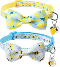 SCENEREAL Breakaway Cat Collar with Bell, 2 Pack Safety Adjustable Cat Collars with Pendant, Personalised Puppy Kitten Collar with Bow for Spring Summer Boys Girls, Lemon Bee