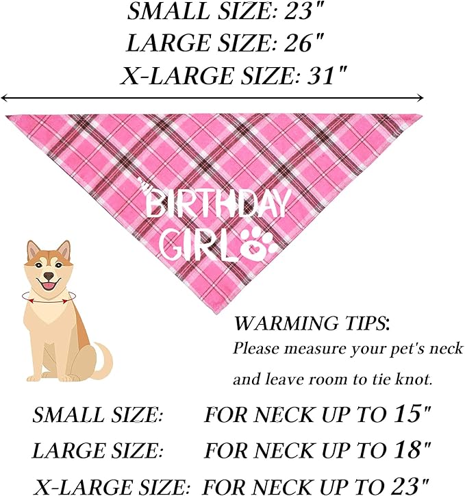 STMK Dog Birthday Outfits, Multi Size Dog Birthday Hat Dog Birthday Girl Bandana Bow Tie Birthday Numbers for Small Medium Dogs Pets (Pink, Small)
