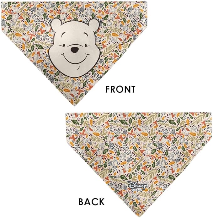 Disney Pet Bandana Winnie The Pooh Smiling Face Foliage Collage Multi Color Slip On Collar Bandana Only