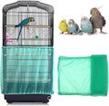 Daoeny Universal Bird Cage Cover, Adjustable Seed Feather Catcher, Soft Airy Nylon Mesh Parrot Net, Birdcage Cover Skirt Sheer Guard for Round Square Cages (Green)