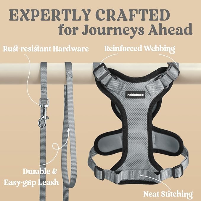 rabbitgoo Cat Harness and Leash for Walking, Escape Proof Soft Adjustable Vest Harnesses for Cats, Easy Control Breathable Reflective Strips Jacket, Grey, XXS