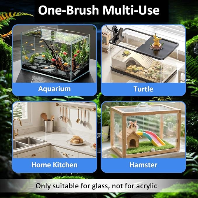 Fish Tank Cleaner with Five Sided Sponge Brush and Long Handle Aquarium Scrubber Alage Scraper for Glass Aquariums Terrarium Home Kitchen