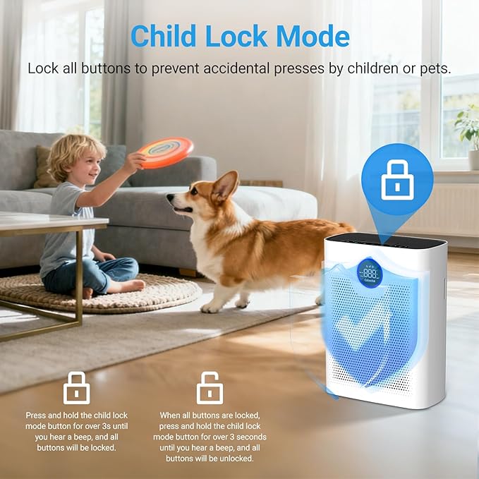 Air Purifiers for Home Large Room Up to 2216 Ft², Cobectal Pet Air Cleaner with H14 True HEPA 3-in-1 Filter, PM2.5 Air Quality Sensor, Aroma Function, Room Air Purifier for Home, Office, RVs, White