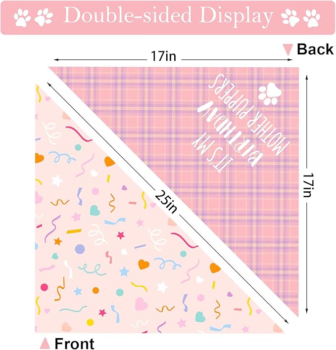 Happy Birthday Dog Bandanas, Double Sided Adjustable Birthday Party Pet Decorations 2 Pack Triangle Bibs Cat Scarf Set