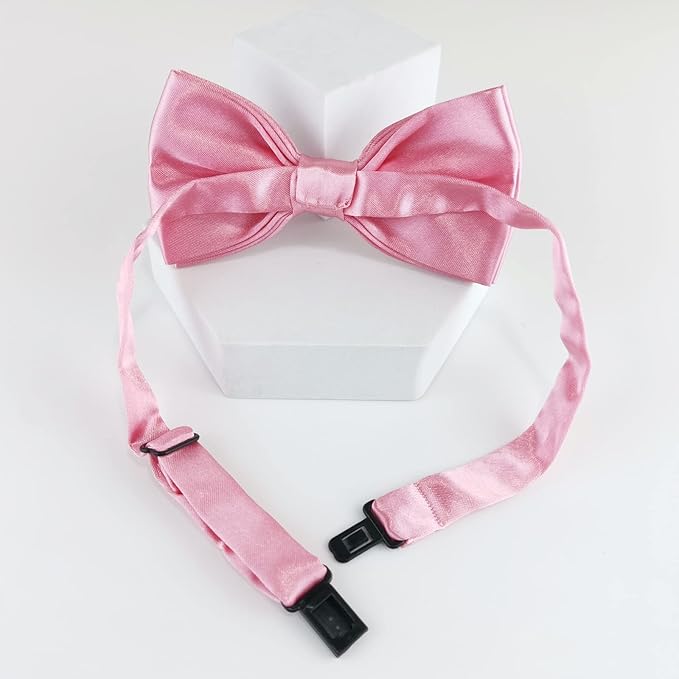 KOOLMOX Dog Bow Ties Pink, Adjustable Dog Collar Bow Tie for Medium and Large Dogs Cats Pets Wedding Birthday Graduation Holiday Homecoming Costumes Grooming, 2-Pack