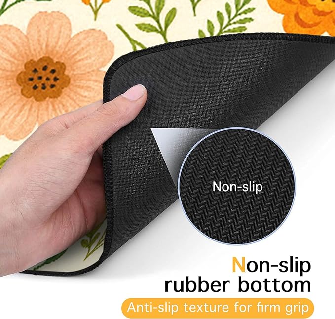 Trendy Flower Pattern Pet Feeding Mat Spill-Proof Feood Pad for Food and Water Bowls Non-Slip Placemat for Pet Areas Easy Clean Fast Dry Mat for Cats Kittens & Small Dogs 20" x 12"