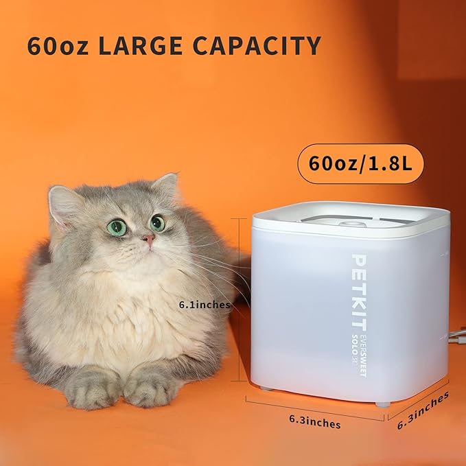 PETKIT New Cat Water Fountain with Wireless Pump, Ultra Quiet 65oz/1.85L Pet Water Fountain for Cats and Dogs Inside, Detachable Design Easy to Clean and Assemble, Filters Included
