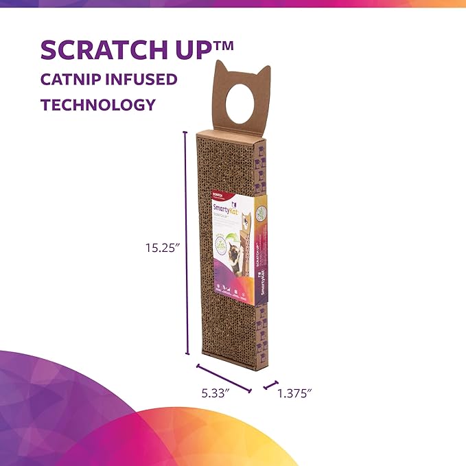 SmartyKat Scratch Up Corrugated Hanging Cat Scratcher,Catnip Infusion Technology - Brown,Wide,(Pack of 6)