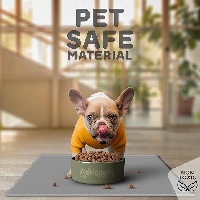 Dog Food Mat - 28x18 Raised Edges Dogs Mat for Food and Water Prevent Spill, Waterproof Cat Food Mats Protect Floors, Easy Clean Dog Bowl Mats for Food and Water, Silicone Pet Feeding Placemats