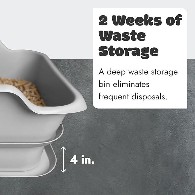 Mr Catman Wood & Pine Pellet Cat Sifting Litter Box Kitty Litter System, Sifter Pan & Extra-Large 7-Day Waste Storage Tray - Less Tracking, Easy Clean, Non-Stick, Odor Control, Anti-Leakage