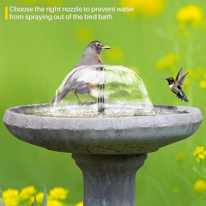 Biling 5.5W Solar Fountain Pump for Bird Bath, DIY Solar Water Pump with Double-Layer Nozzles & Dry-Run Protection 5 FT Tubing for Birdbath, Garden Ponds, Water Features