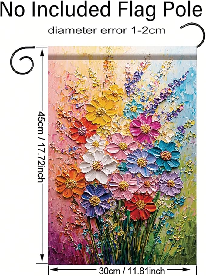 12x18 Inch Spring Garden Flag Colorful Flower Oil Painting Style Yard Banner Artistic Textured Floral Design Double Sided Outdoor Decoration for Lawn Patio Home Seasonal Garden Flag