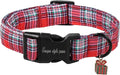 Christmas Dog Collar, Unique Style Paws Red Green Grids Dog Collar for Christmas Comfortable Red Pet Collar with Lightweight Plastic Buckle for Holiday, Fancy Dog Gift