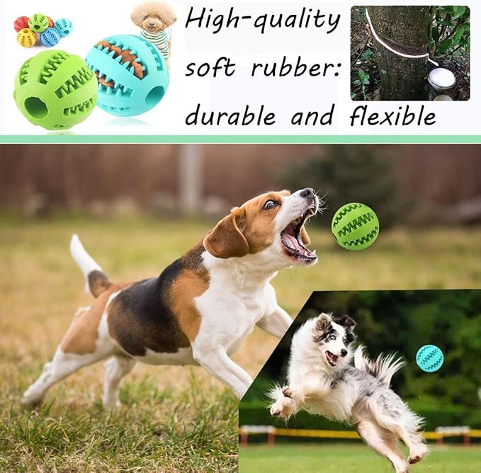 Sunglow 2 Pack Dog Toy Ball - Nontoxic Bite Resistant Teething Toys for Small/Medium/Large Dog and Puppy Cat, Dog Pet Food Treat Feeder Chew Tooth Cleaning Exercise Game IQ Training