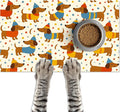 Adorable Dachshund Puppy Pet Food Mat with Colorful Polka Dot Pattern Pet Bowl Mat for Dogs and Cats Non Slip Feeding Mats Easy Clean Fast Dry Cat and Dog Feedings Mats 20" x 12"