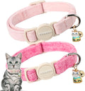 Cat Collar,2 Pack Pink Cat Collars Breakaway with Bell, DOGWONG Safety Buckle Cat Collar for Girl Boy Cats and Small Dogs，Adjustable 7-12 Inch,Pet Supplies Accessories