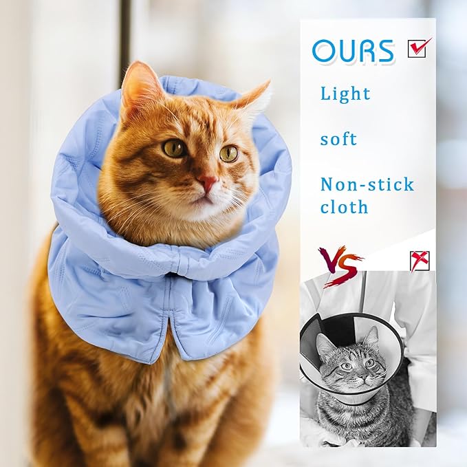 Adjustable Recovery Collar - Lightweight, Waterproof & Soft for Cats & Dogs - Prevents Licking Wounds (S)