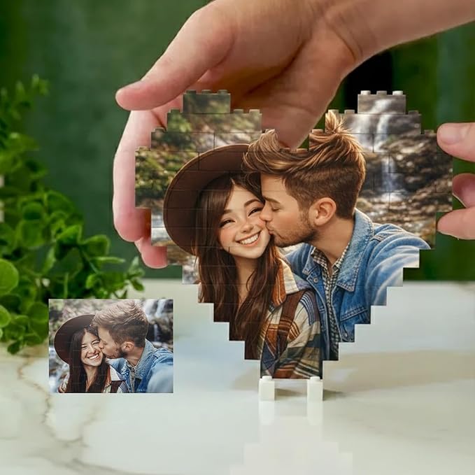 NAZENTI Custom Couple Photo Building Block gifts for Him Her, Personalized Couple Photo 3D Cartoon Block for Husband Boyfriend, Couples Puzzle Funny Gift for Valentine, Birthday Present For Her