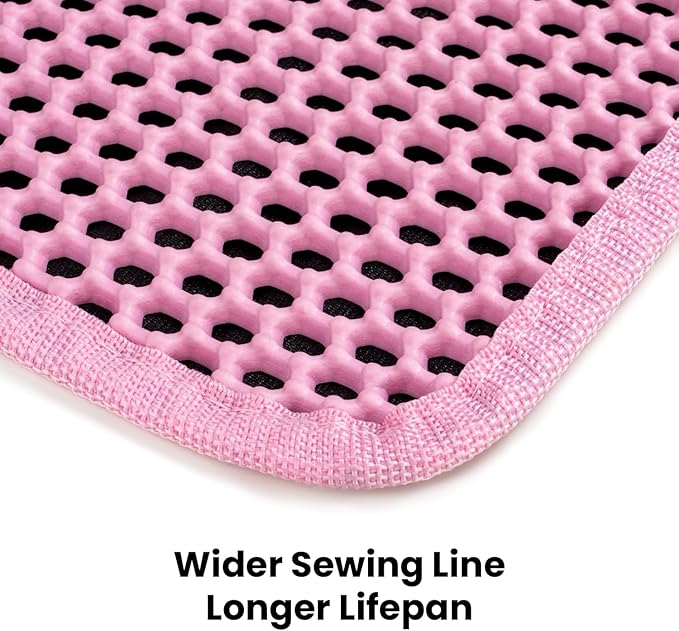 Cat Litter Mat, Upgrade Super Waterproof Back Layer Litter Box Mat, Non Slip, Durable, Soft on Paws Kitty Trapping Matt (24"x18", Pink)