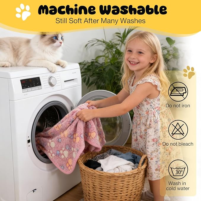 4 Pack Premium Soft Pet Blankets Washable, 23" x 16" Flannel Blankets for Dog Puppy Cat, Brown/Pink/White/Coffee