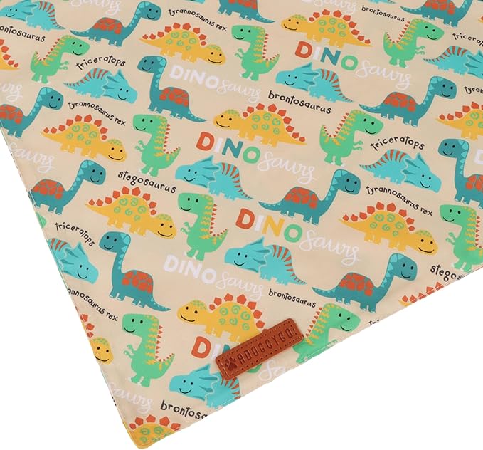 ADOGGYGO Dinosaur Dog Bandanas 2 Pack, Reversible Colorful Animal Pet Scarf, Premium Fabric, Adjustable Fit Yellow Blue Dinosaur Bandanas for Medium Large Dogs (Large)