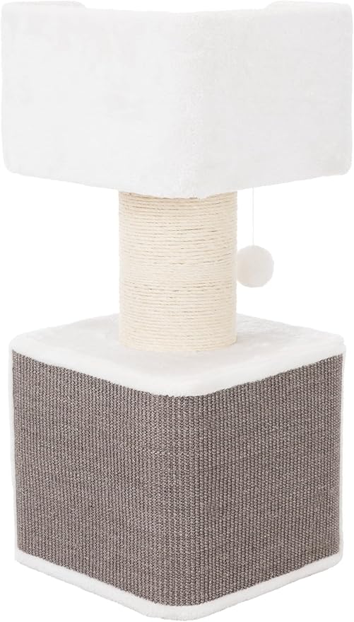 Trixie Ava Cat Tree – Cat Tower with Condo & Thick Scratching Post, Includes Removable Cushions – Indoor Cat Furniture for Scratching & Climbing – Gray, 16.5" x 16.5" x 33.9"