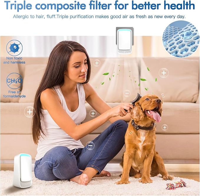 Plug In Air Ionizers - Negative Ion Technology Air Purifier - Quiet Operation Air Freshener for Home, Bedroom, Office, Garage Room - Portable Air Purifiers Odor,Pets Smell - Air Cleaner White (1 Pack）