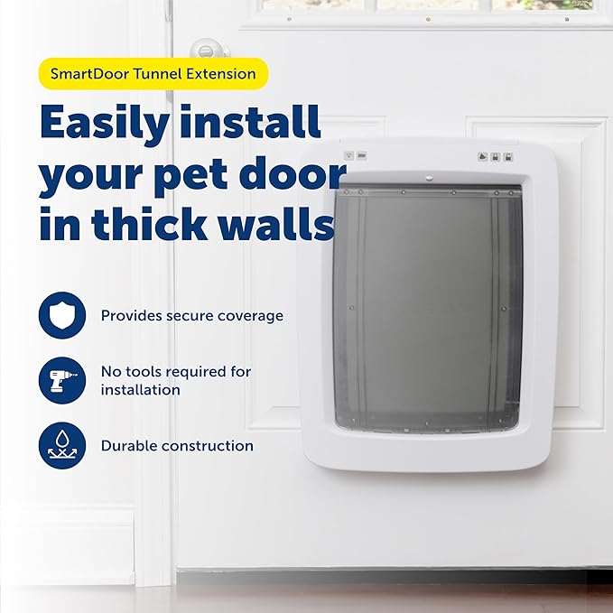 PetSafe SmartDoor Connected Pet Door Tunnel Extension - Long-Lasting Durable 2" Plastic Depth Extender - Quick No Tool DIY Setup for Interior Exterior Wall Installations - Large