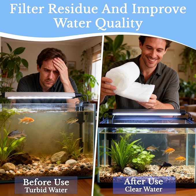 MAQIHAN Aquarium Filter Pad - Aquarium Filter Media,39.4 x 11.8in Media Roll for Fish Tank, Ponds,Garden, Saltwater,Fershwater,Plant, Trutle (2)