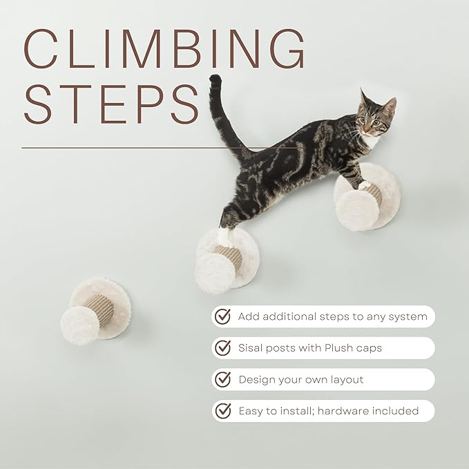 TRIXIE Wall Mount Cat Tree Steps Set | Brown | 3 Steps | Cat Furniture 49915,Large