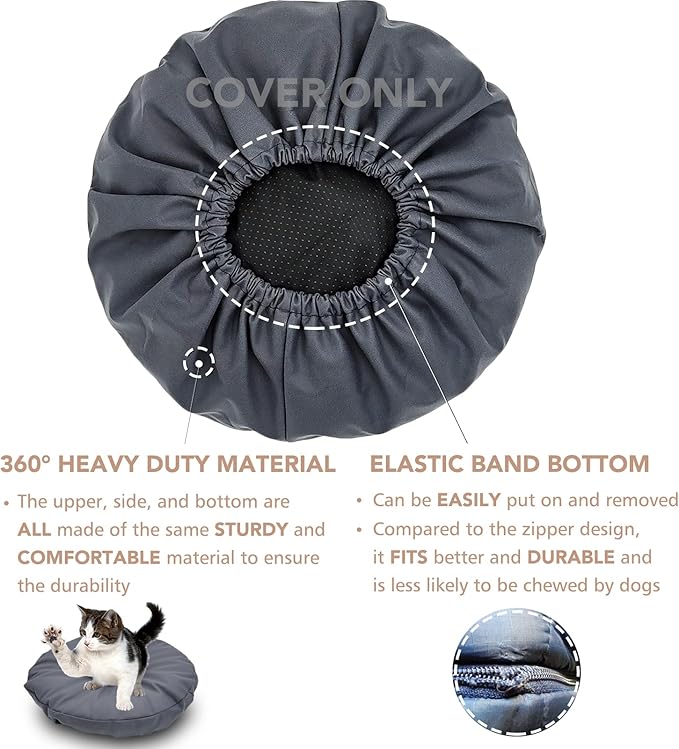Dog Bed Cover Waterproof Replacement Machine Washable Covers for Dog Bed Heavy Duty Scratch Resistant Mattress Protector Pet Bed Round 20x20 Inch Cover Only