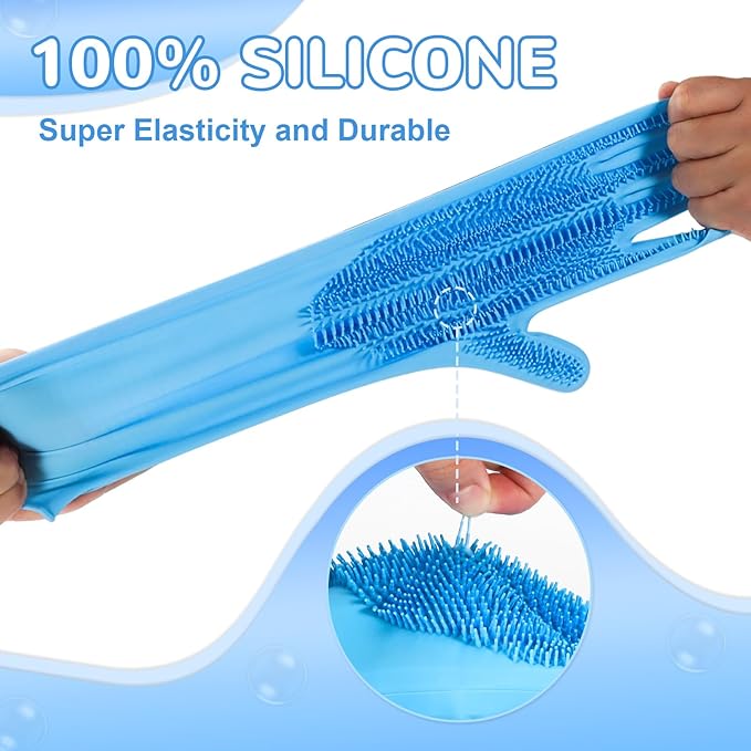 WJWJA-Pet Grooming Gloves - Dog Bath Gloves - Reinforced 5 Finger Design - Perfect for Cat Bath Gloves - Massage - Hair Removal Tool