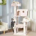 54” Cat Tree with Big Hammock 21x17” XL Cat Tower with Scratching Posts Featuring Large Top Bed, Scratcher Pad, Spacious Condo House and Detectable Ball for Indoor Cats-Large Beige