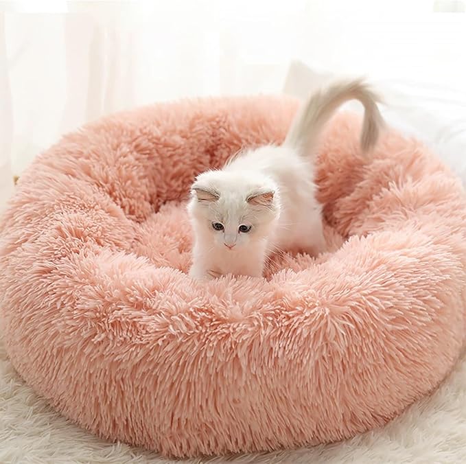 Nisrada Cat Beds for Indoor Cats,24 Inch Dog Bed for Small Melium Large Dogs, Washable-Round Pet Bed for Puppy and Kitten with Slip-Resistant Bottom
