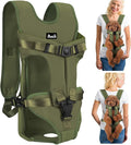 Lukovee Dog Backpack Carrier, Legs Out Easy-fit Dog Front Carrier for Small Medium Dogs, Adjustable Hands Free Dog Chest Carrier for Hiking Cycling (Green,X-Large)