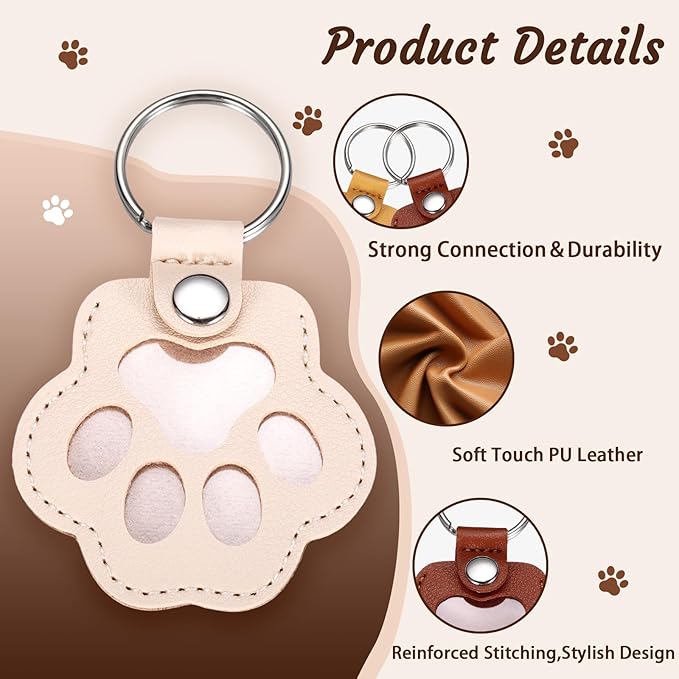 Personalized Dog Hair Keychain with Photo Name, Custom Pet Fur Keepsake, Pet Memorial Gifts for Dogs,Pets Paw Shaped Leather Keychain, Cat Memorial Gifts for Loss of Cat, Christmas Gift for Dog Lover
